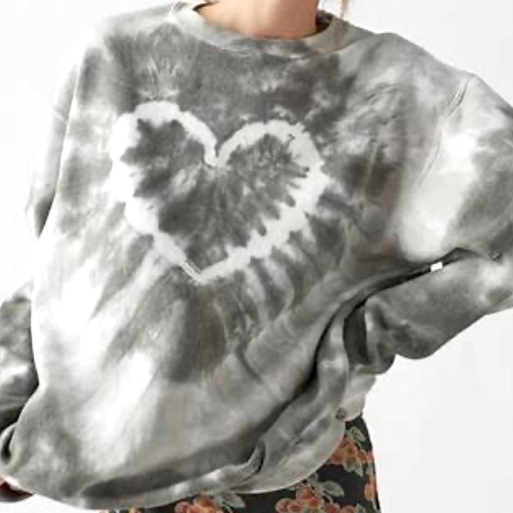 Urban Outfitters Renewal Grey Heart Tie Dye Sweatshirt